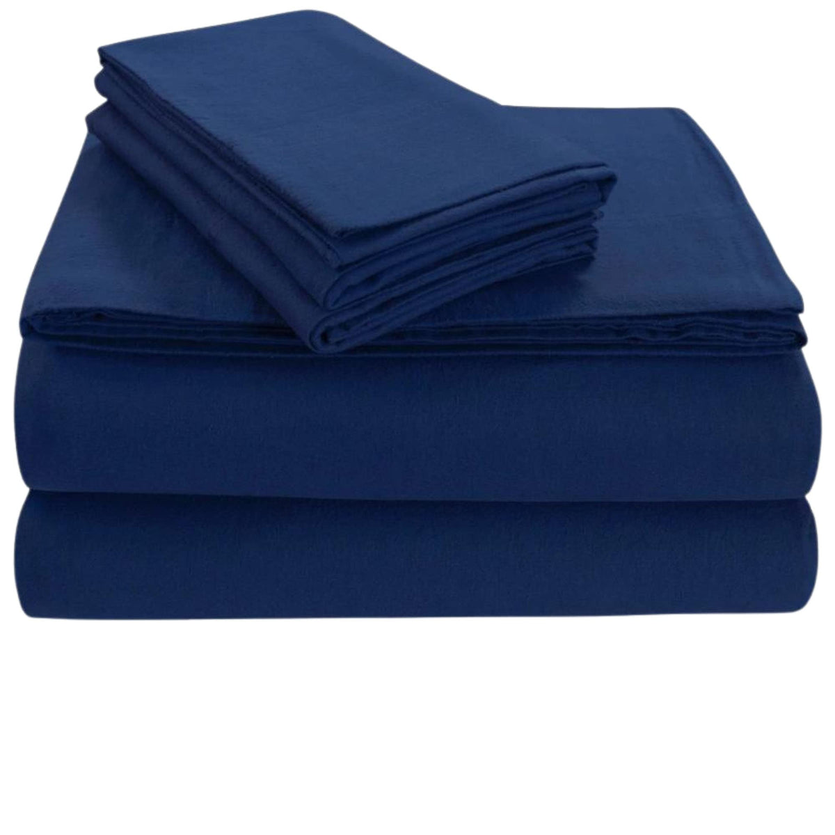 Tribeca Living FLSOEDSS Luxury Solid Flannel Deep Pocket Sheet Set King Dark Blue