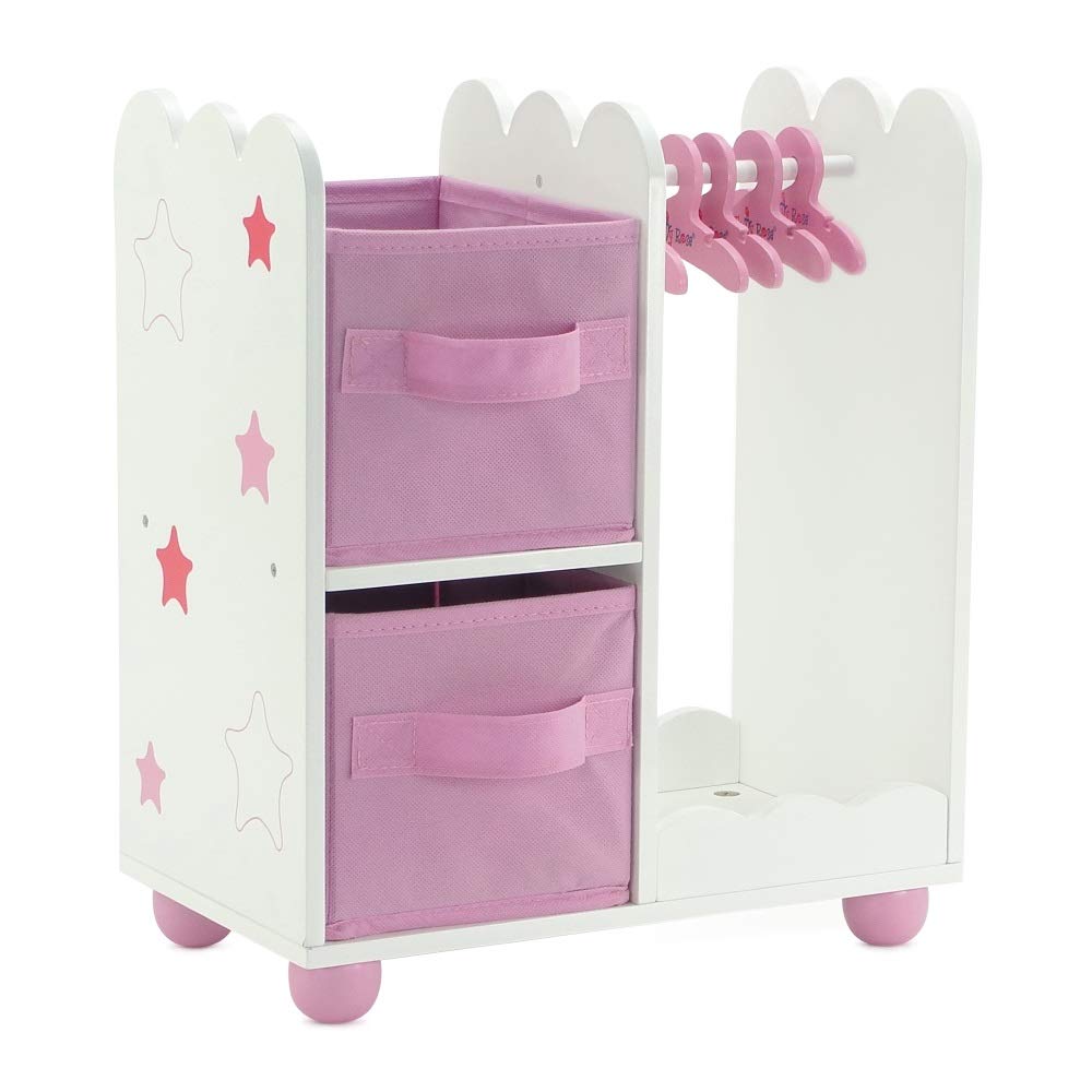 Emily Rose 14 Inch Doll Pink 14" Doll Clothes Storage Armoire Closet - Star Includes 5 Doll Clothing Hangers | Wardrobe Fits 14"-15" Doll Clothes