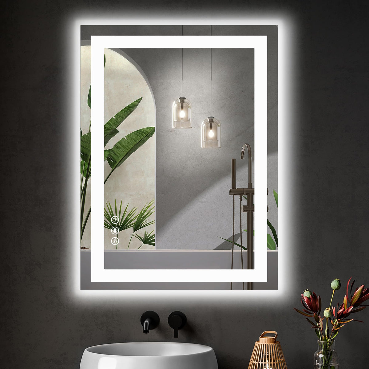 Sweetcrispy 36"x 28"LED Bathroom Vanity Mirror for Wall with Anti-Fog Dimmable Rectangle Mirrors with Front Light and Backlit Memory Function Tempered Glass Shatter-Proof Horizontal& Vertically
