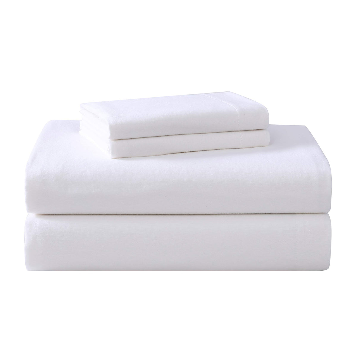 Laura Ashley - Queen Sheet Set Cotton Flannel Bedding Brushed for Extra Softness & Comfort (True White Queen)