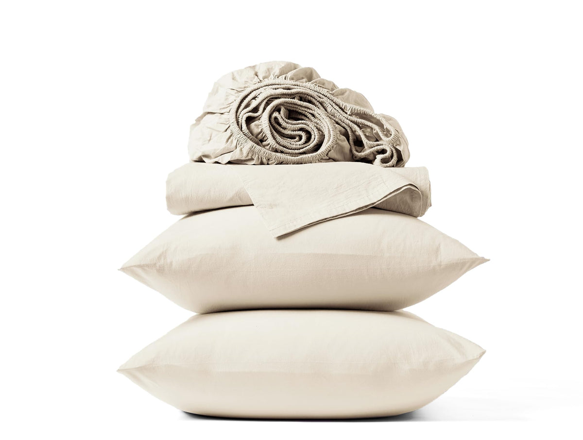 Coyuchi Organic Crinkled Percale Sheet Set Undyed (Full)