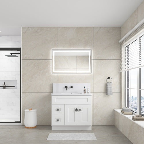40x24 Inches Bathroom Vanity Mirror, Wall Mounted Frame Dimmable Vanity Mirror, Backlit Shatterproof, Anti-fog