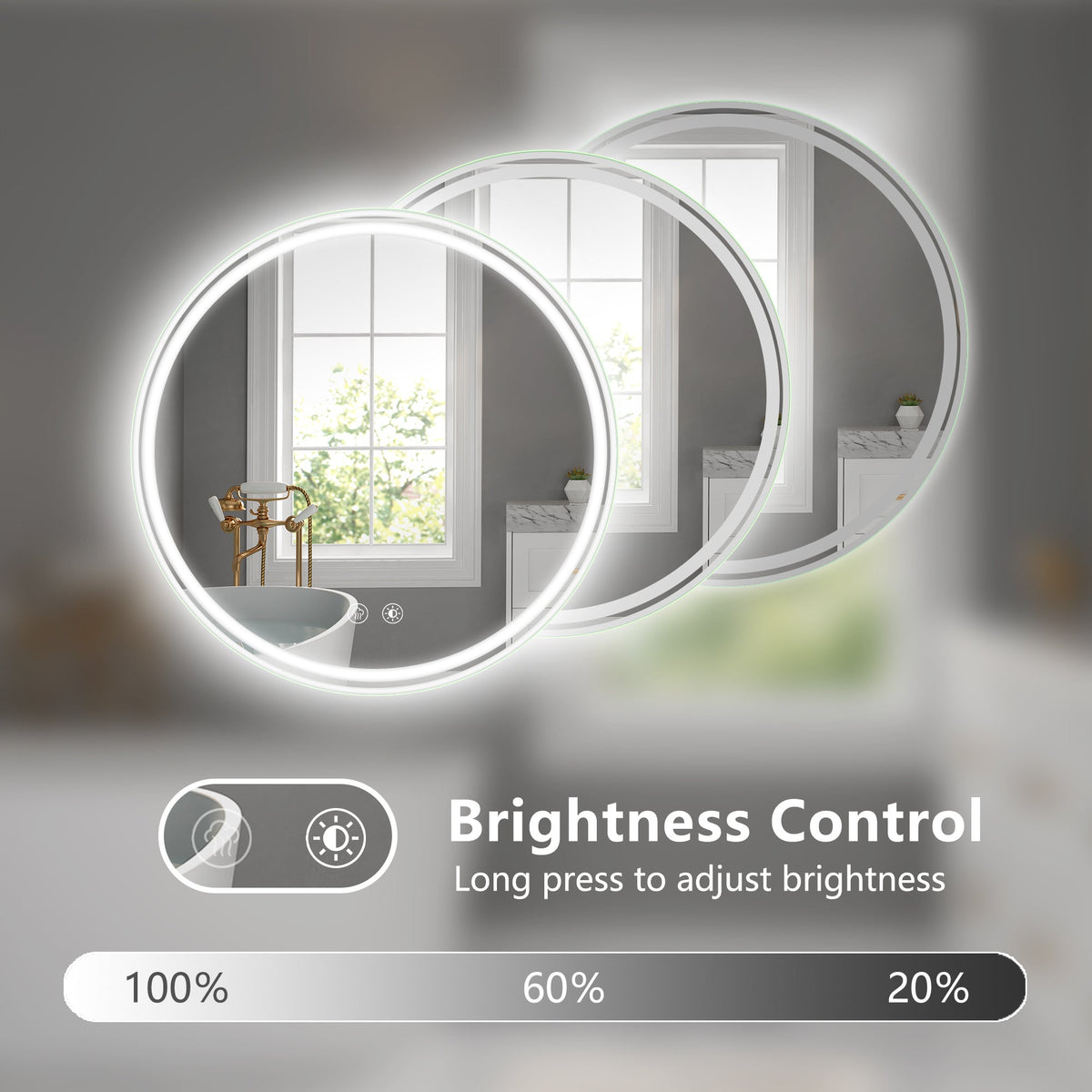 28 Inch Round LED Bathroom Mirror -Wall Mounted