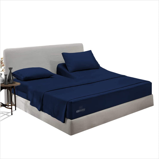 Top Split King Flex Head Sheet Set for Sleep Number Beds -1800 Threads 4 Piece Bed Sheet Set - 28 Inch Split Head Fitted Sheet fits 18 Inch Deep pocket 1 Flat Sheet 2 Pillowcase- Navy Blue