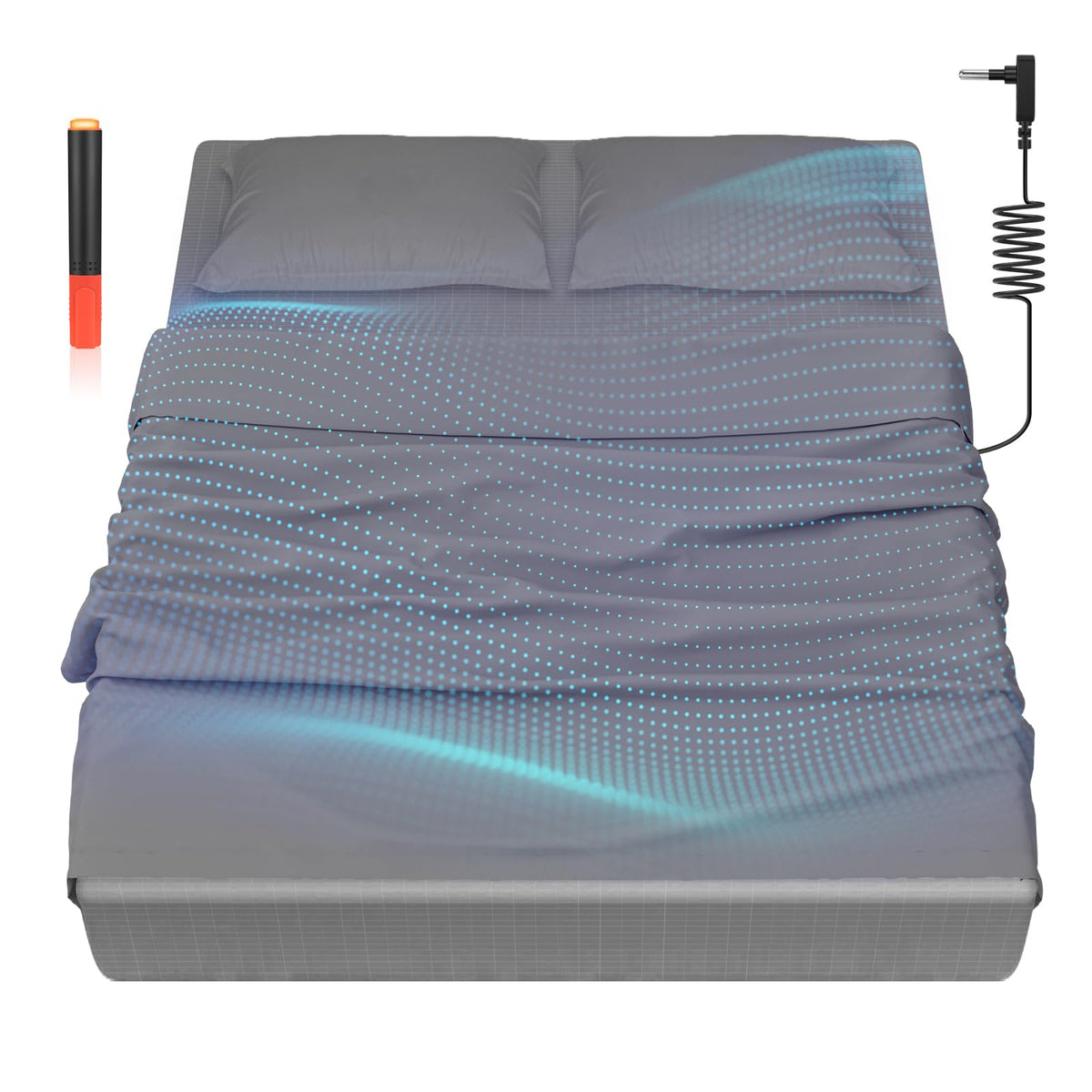 HLLBLL® Grounding Bedding Sheet Set Bed Sheets and Pillowcase Set 90% Organic Cotton+10% Pure Silver Organic Fitted Grounded Sheet for Improved Sleep Pain Relief (Gray Queen XL)
