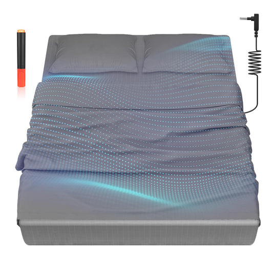 HLLBLL® Grounding Bedding Sheet Set Bed Sheets and Pillowcase Set 90% Organic Cotton+10% Pure Silver Organic Fitted Grounded Sheet for Improved Sleep Pain Relief (Gray Queen XL)