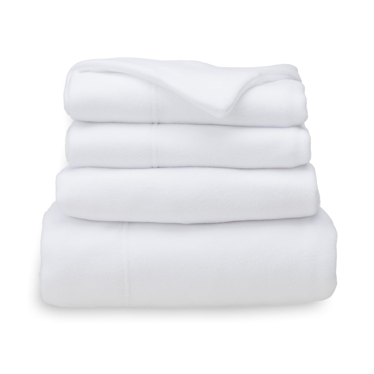 Berkshire Blanket Luxury Soft Microfleece Queen Sheet Set Warm and Durable All Season Sheet (Queen True White)