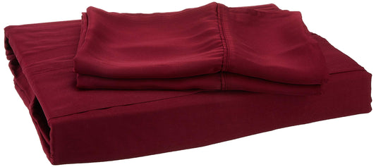 Superior Modal from Beechwood 300 Thread Bed Sheet Set 1 Elastic Deep Pocket Fitted Sheet 1 Flat Sheet 2 Pillowcases Soft Cool Sheets Sateen Weave Bedding Essentials Queen Burgundy