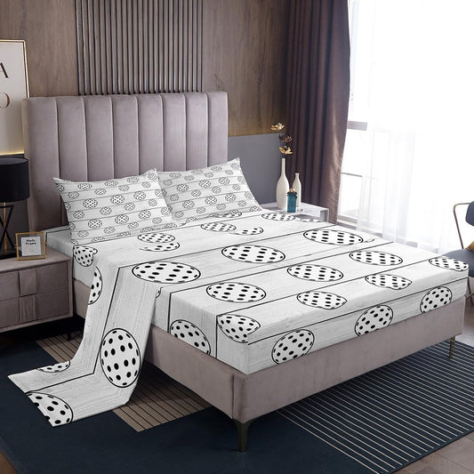 Manfei Golf Ball Sheet Set Twin Size Sports Gaming Theme Bedding Set for Kids Boys Girls Room Decor Grey Wooden Plsnk Bed Sheet Set 3pcs with Fitted Sheet + Flat Sheet + 1 Pillowcase