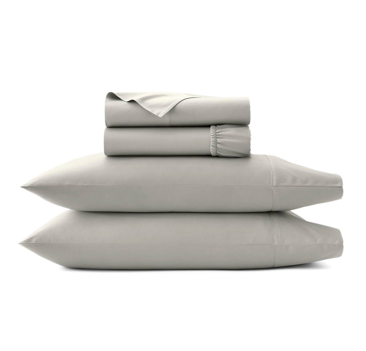 BOLL & BRANCH Signature Hemmed Sheet Set - King + Standard Pewter - Luxury 100% Organic Cotton - 1 Flat Sheet 1 Fitted Sheet 2 Pillowcases - Soft