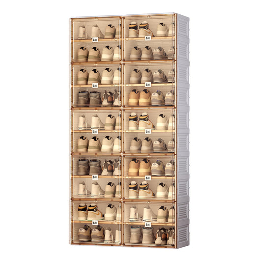 ANTBOX Portable Shoe Rack Organizer for Closet Entryway Stackable Sneaker Storage Shoe Cabinet with Magnetic Clear Door Large Plastic Storage containers Bins with Lids 10 Tiers 40 Pairs