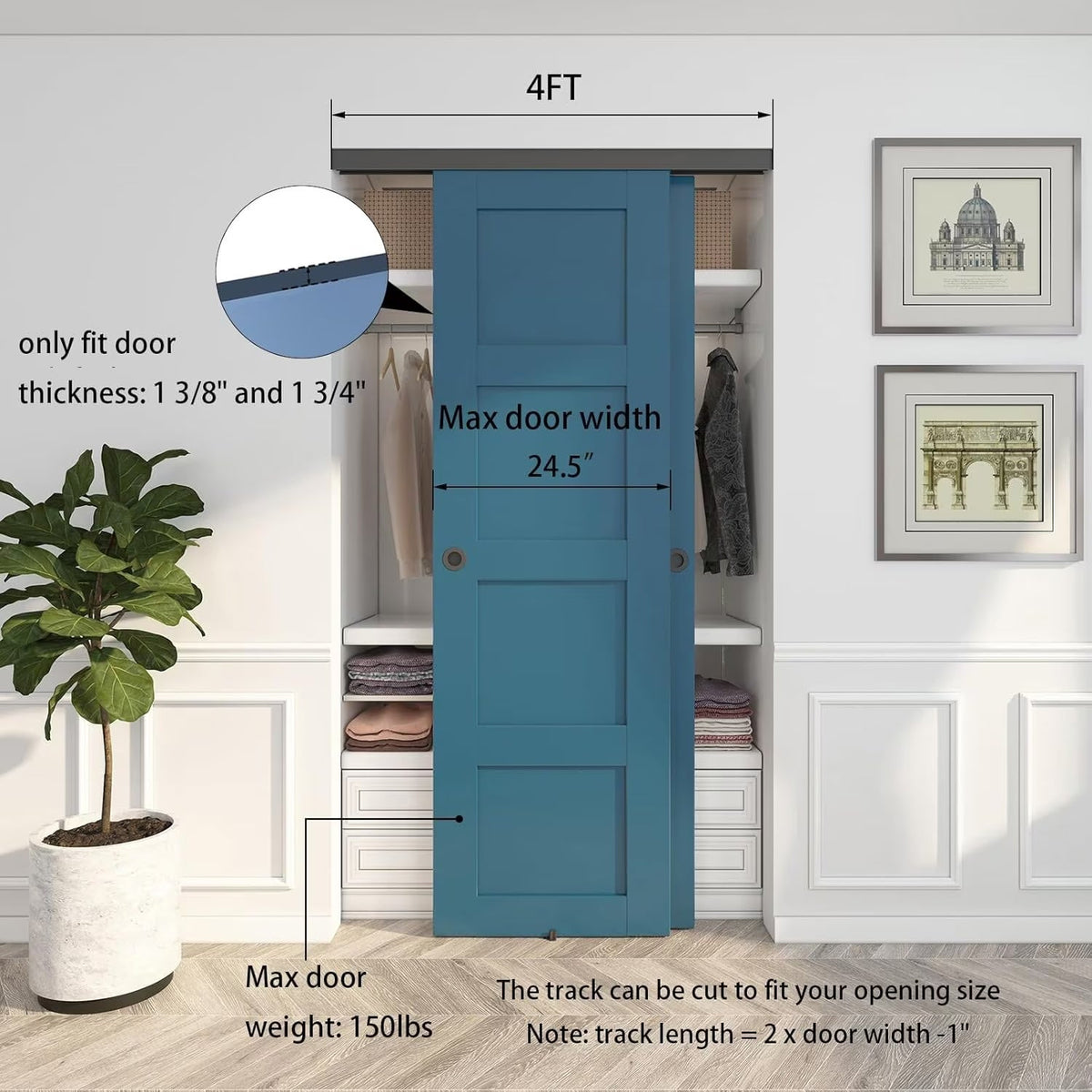 Sturdy Aluminum Bypass Closet Door Tracks