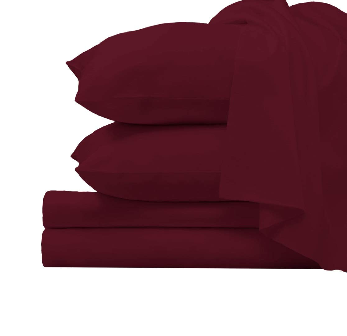 Pizuna 100% Luxury Cotton California King Sheets Set Rio Red 1000 Thread Count Long Staple Cotton Thick Sateen Cal King Sheet Set 15" Deep Pocket (Combed Cotton Bed Sheet Set -4PC)