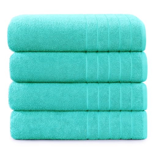 Casa Platino Large Bath Sheets 4 Pack Bath Sheet(36"x 72") 100% Ring Spun Cotton Bath Sheets Lightweight Bath Sheet Soft Bath Sheet Set Quick Drying Bath Sheets Bath Sheet Towels - Aqua Sky