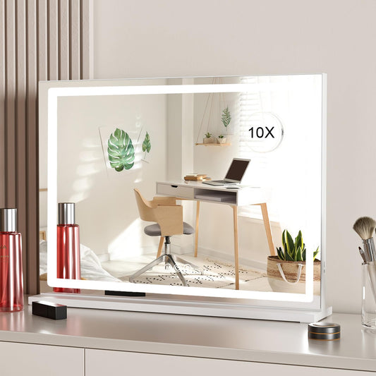 Btukrim Hollywood Vanity Mirror Makeup Mirror with Lights10X Magnification LED Lighted Vanity Mirror with USB Charging3 Color Lighting ModesVanity Mirror for BedroomTabletop or Wall-MountedWhite