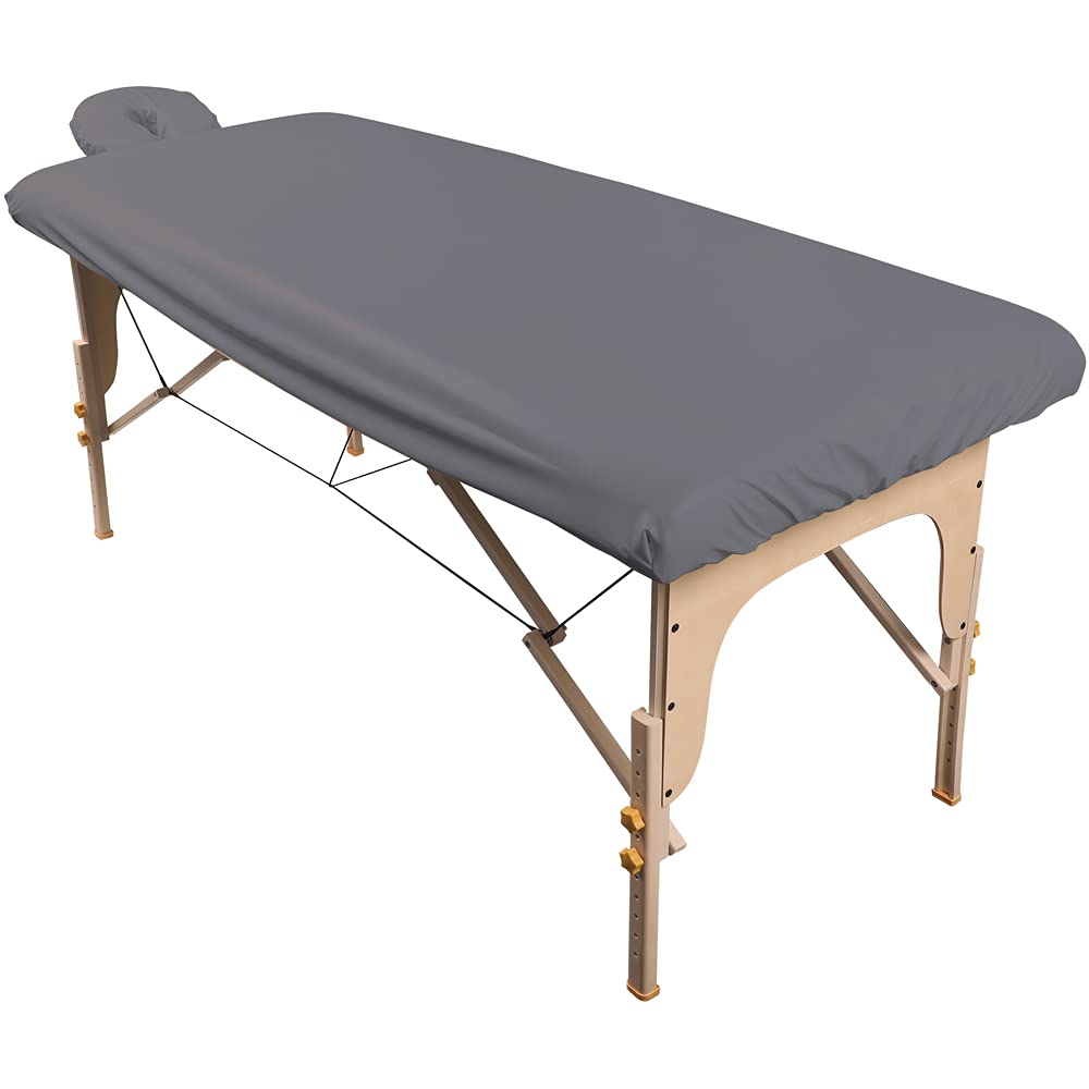 ForPro Waterproof Massage Table Cover Protective Spa Treatment Sheet Set for Massage Tables Machine Washable Includes Massage Fitted Sheet and Face Rest Cover Cool Grey