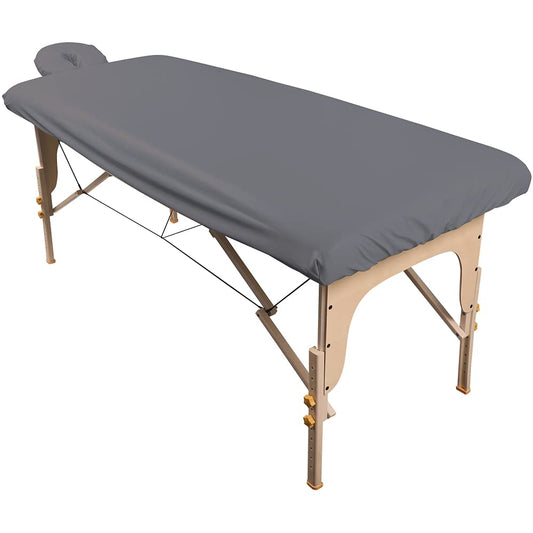 ForPro Waterproof Massage Table Cover Protective Spa Treatment Sheet Set for Massage Tables Machine Washable Includes Massage Fitted Sheet and Face Rest Cover Cool Grey